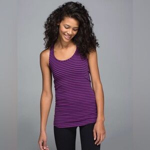 Lululemon Cool Racerback Double Trouble Stripe Ultra Violet Black Grape size 2